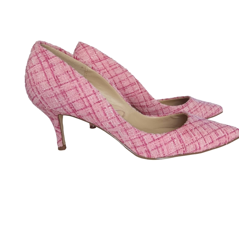 Charles By Charles David Pink Herringbone Textured Heels Coquette